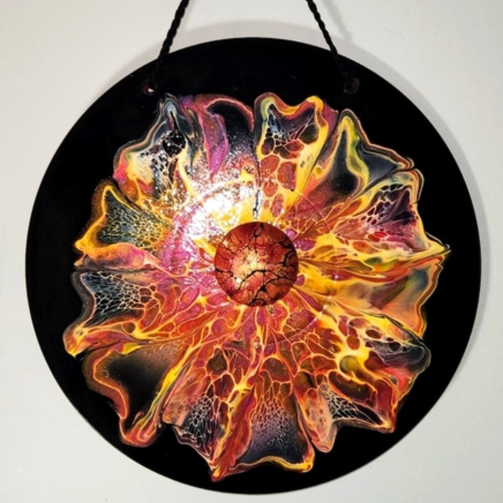 Hand Crafted Vintage Thomas Edison Record Upcycle Painted Display Holder Hook